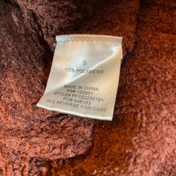 Yummy Chocolate Brown Pink Rose high neck cropped sweater Size Small - Picture 6 of 10